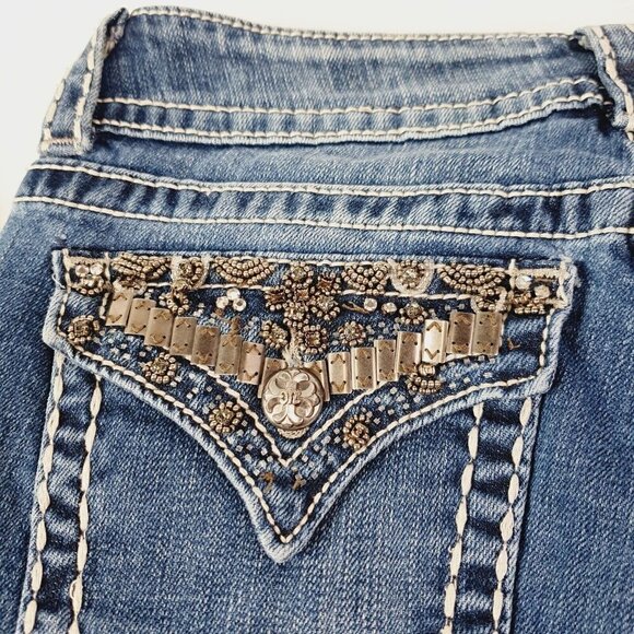 Miss Me Women's Jeans JP4656-6 Signature‎ JP9000B Boot Cut Bling Pockets Sz 29 - Picture 8 of 12